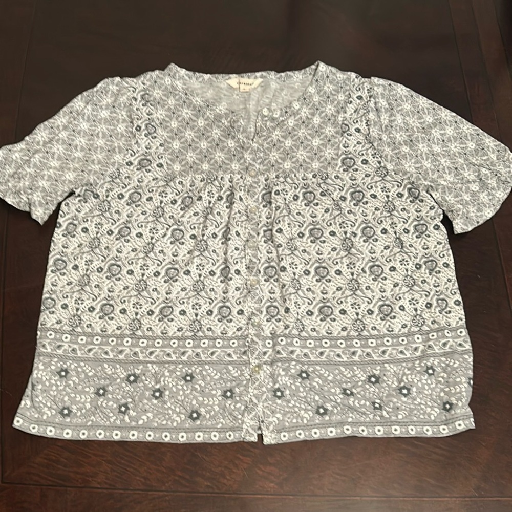 Lucky Brand Button Down Patterned Blouse